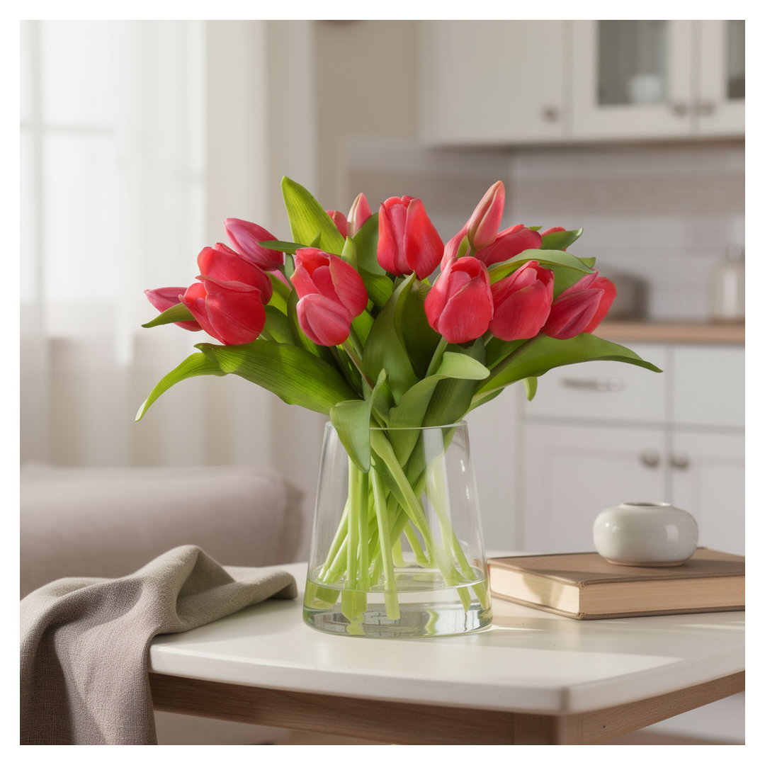 Real Touch Tulips in Glass Vase